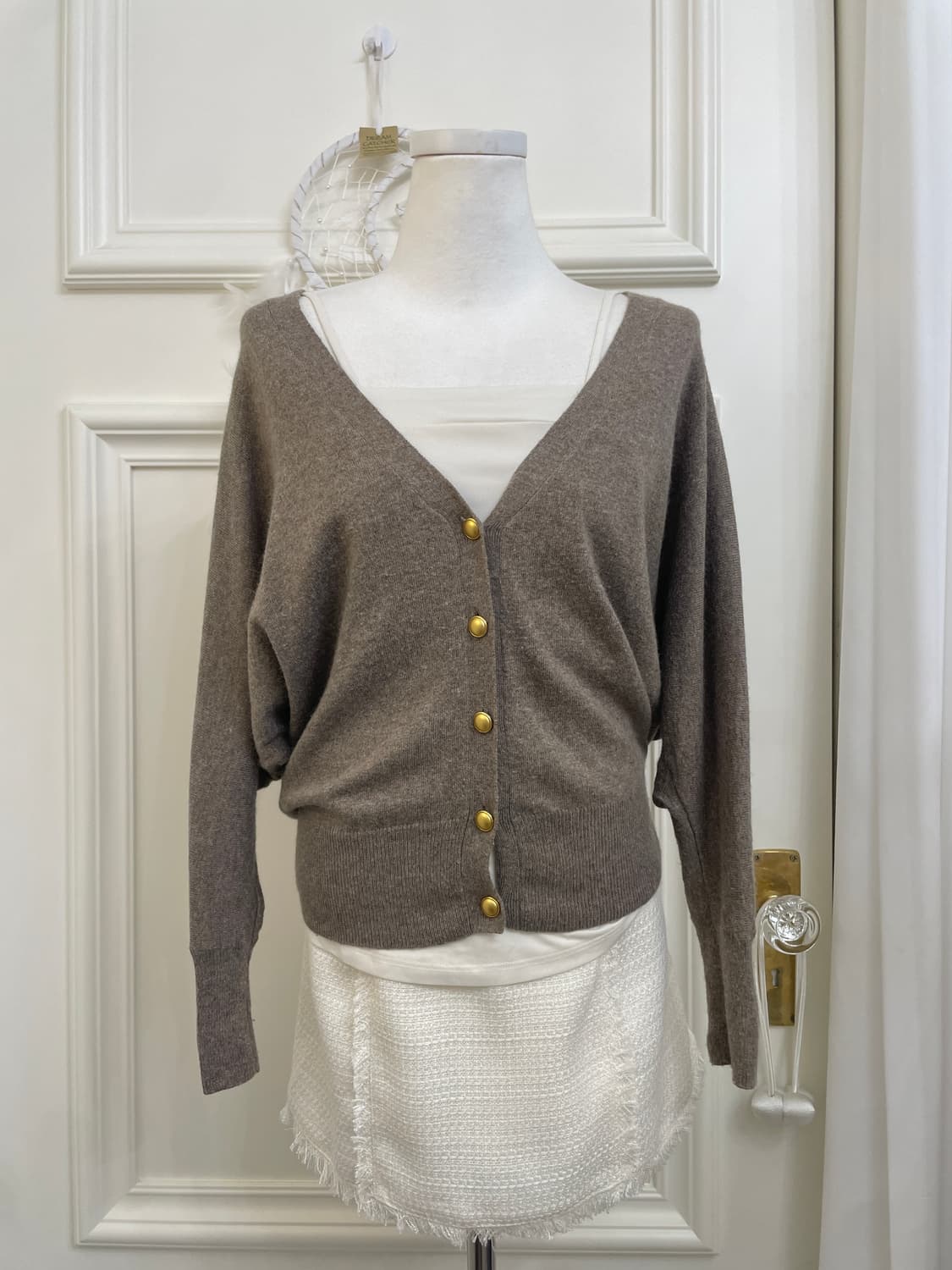 milk brown gold button cardigan&ivory ba 상품이미지5