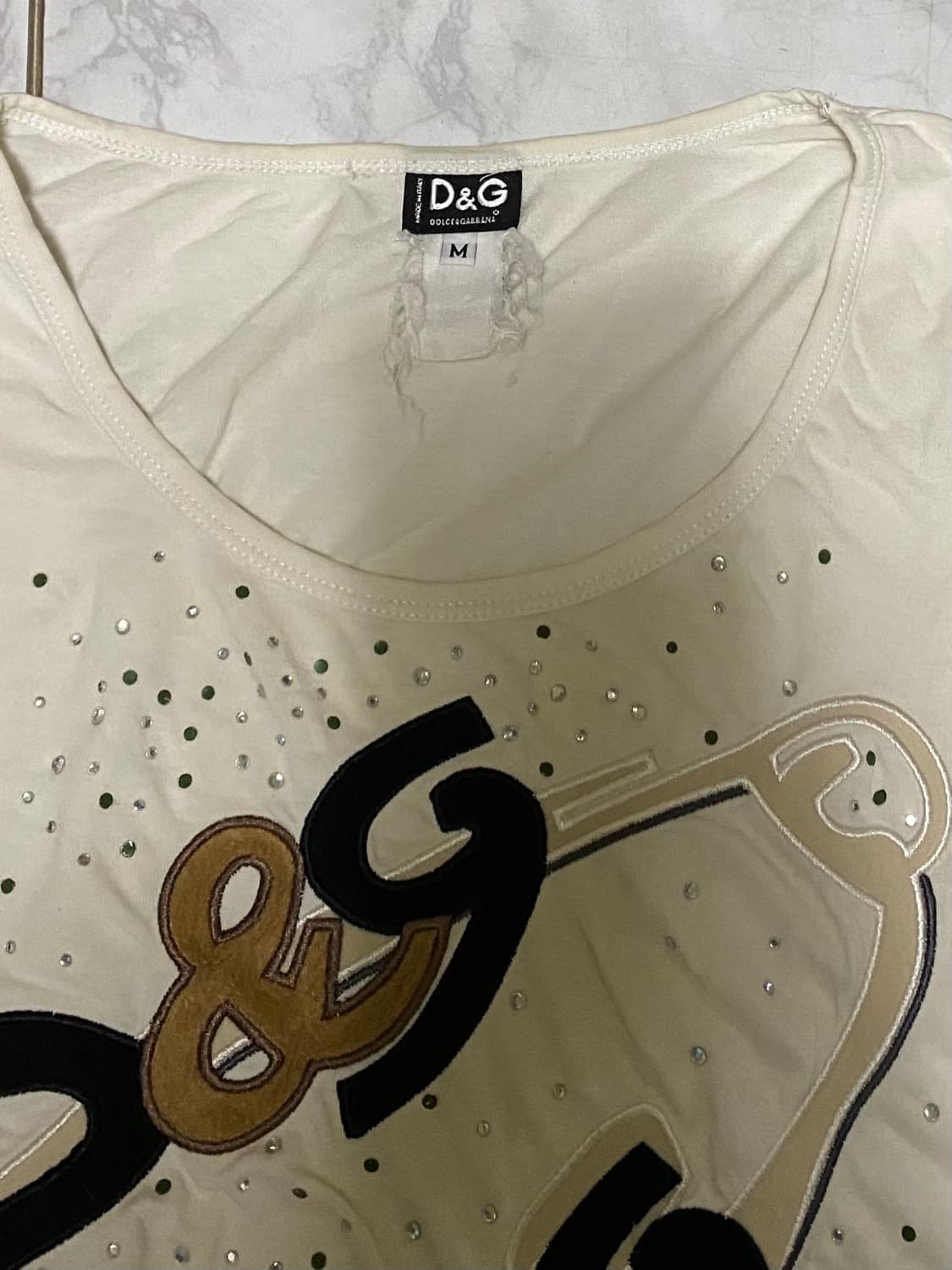 돌체앤가바나 y2k 올드스쿨 큐빅 유넥 긴팔티 여성95~100 상품이미지2