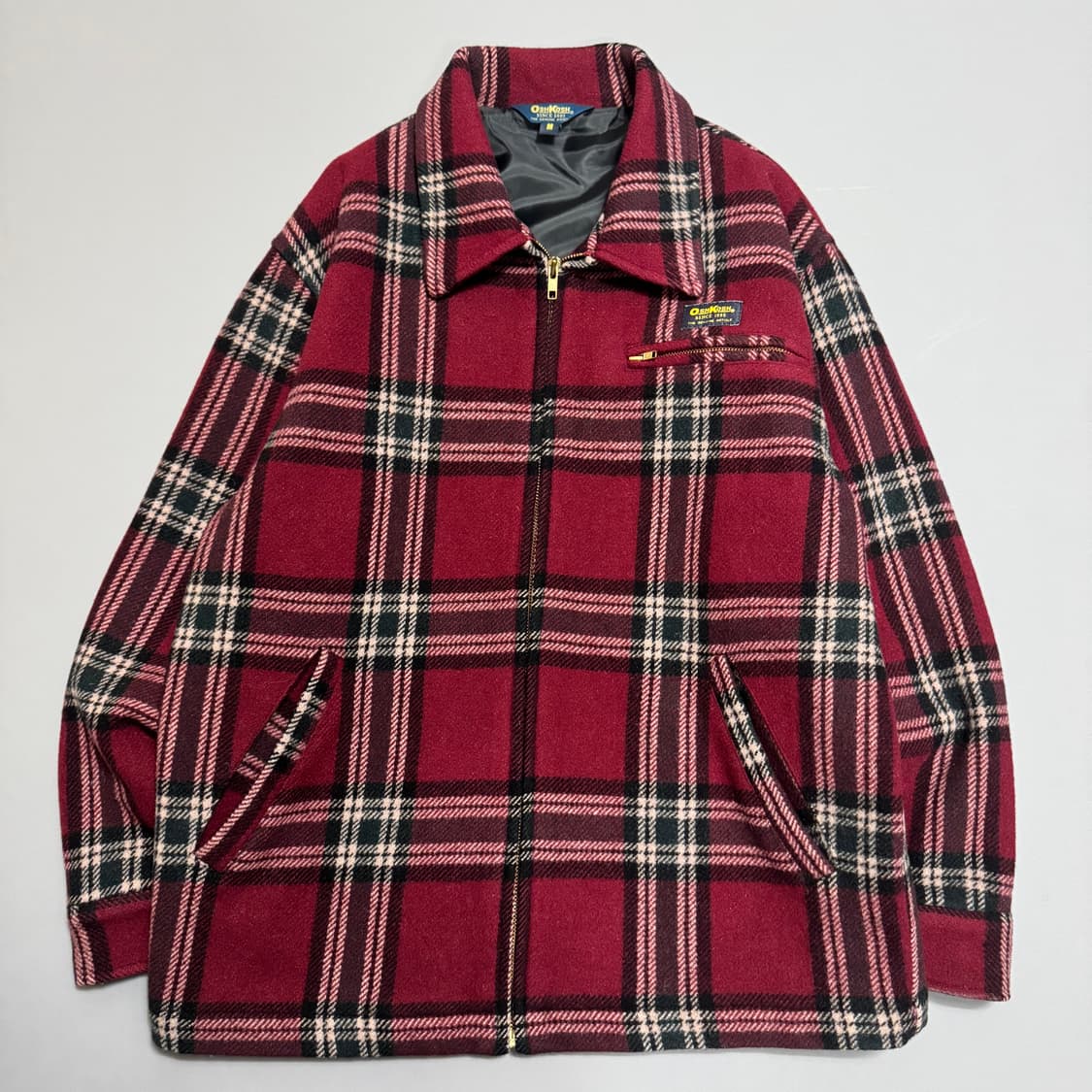 오시코시(OSHKOSH) 버건디 믹스 체크 패턴 혼밥 집업 블루종 자켓 상품이미지6