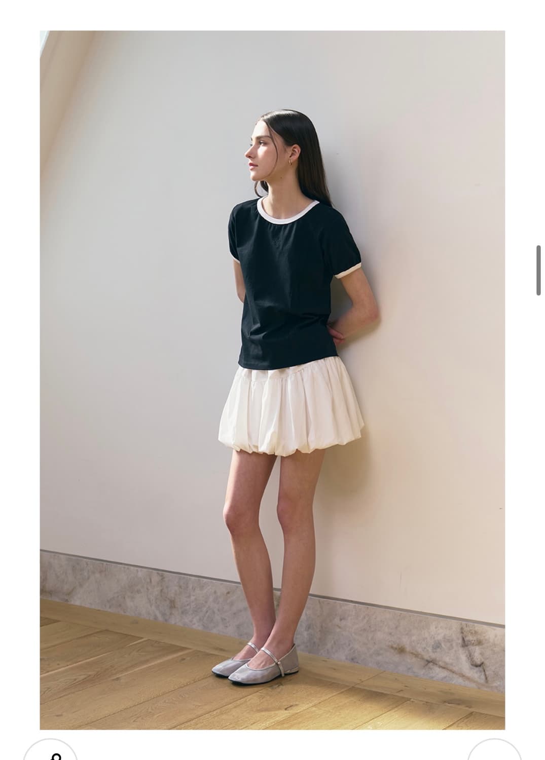 (새상품)(S) 드로우핏 우먼 더블 핀턱 링거 티셔츠 [BLACK] 반팔 상품이미지4