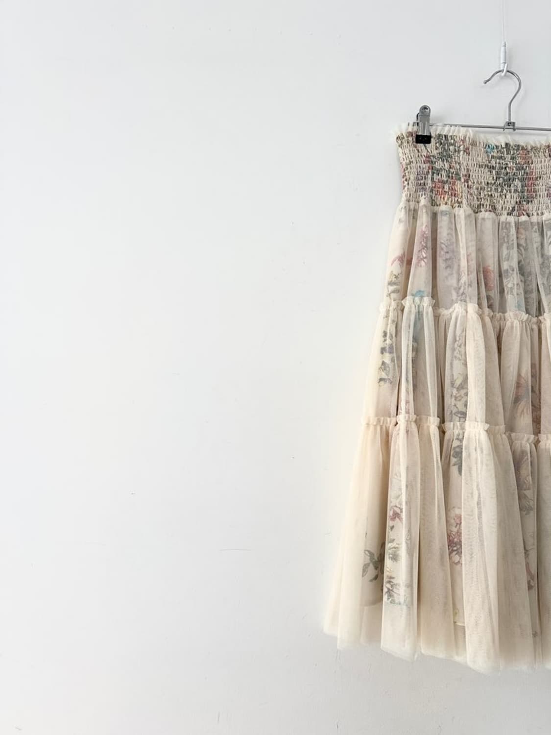 Flower tiered skirt / cream 상품이미지2