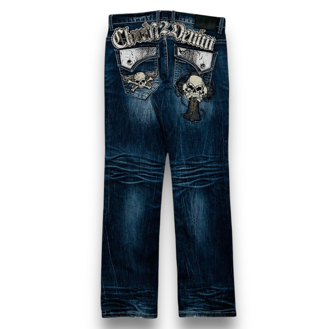 펑크 클라우드 파이톤 스컬 크로스 데님 팬츠 상품이미지2