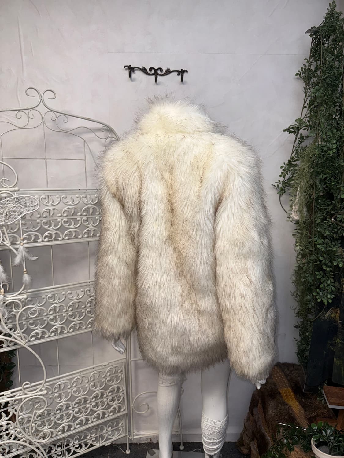 Mixed ivory brown faux fur coat 상품이미지6