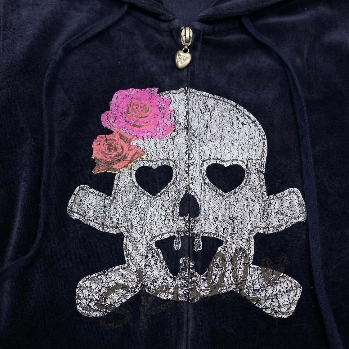 빈티지 벨벳 후드집업 실측 여성 44  상품이미지3