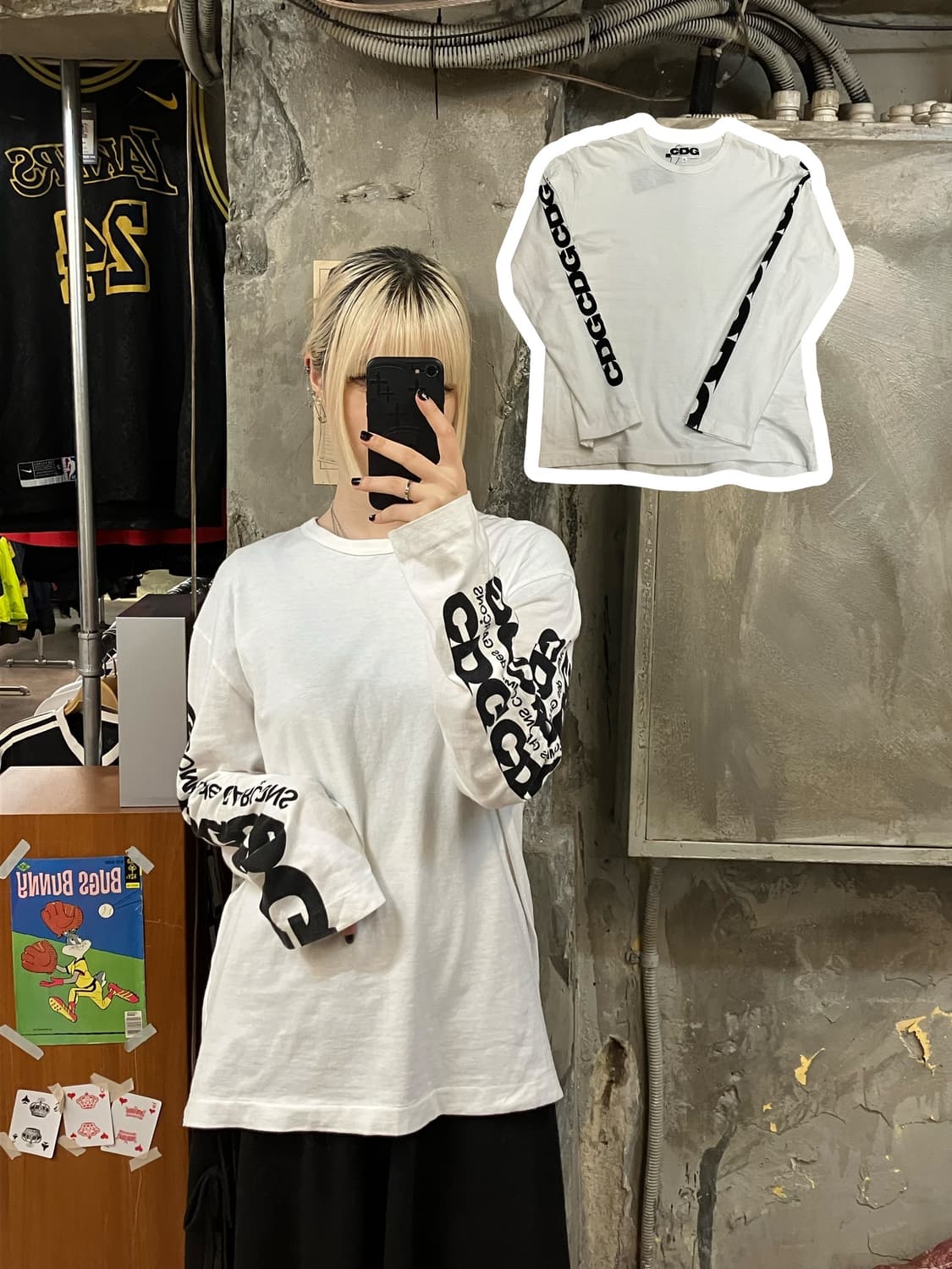 CDG 긴팔티셔츠 화이트 XL  #csz1899  𝑆𝑖𝑧𝑒 어깨  상품이미지1