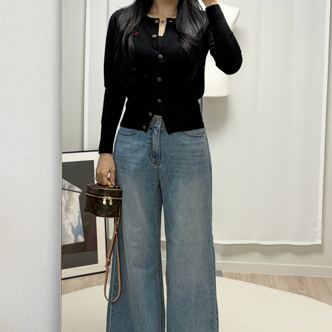 신상 비비안웨스트우드 베이직 울 가디건-블랙 상품이미지2