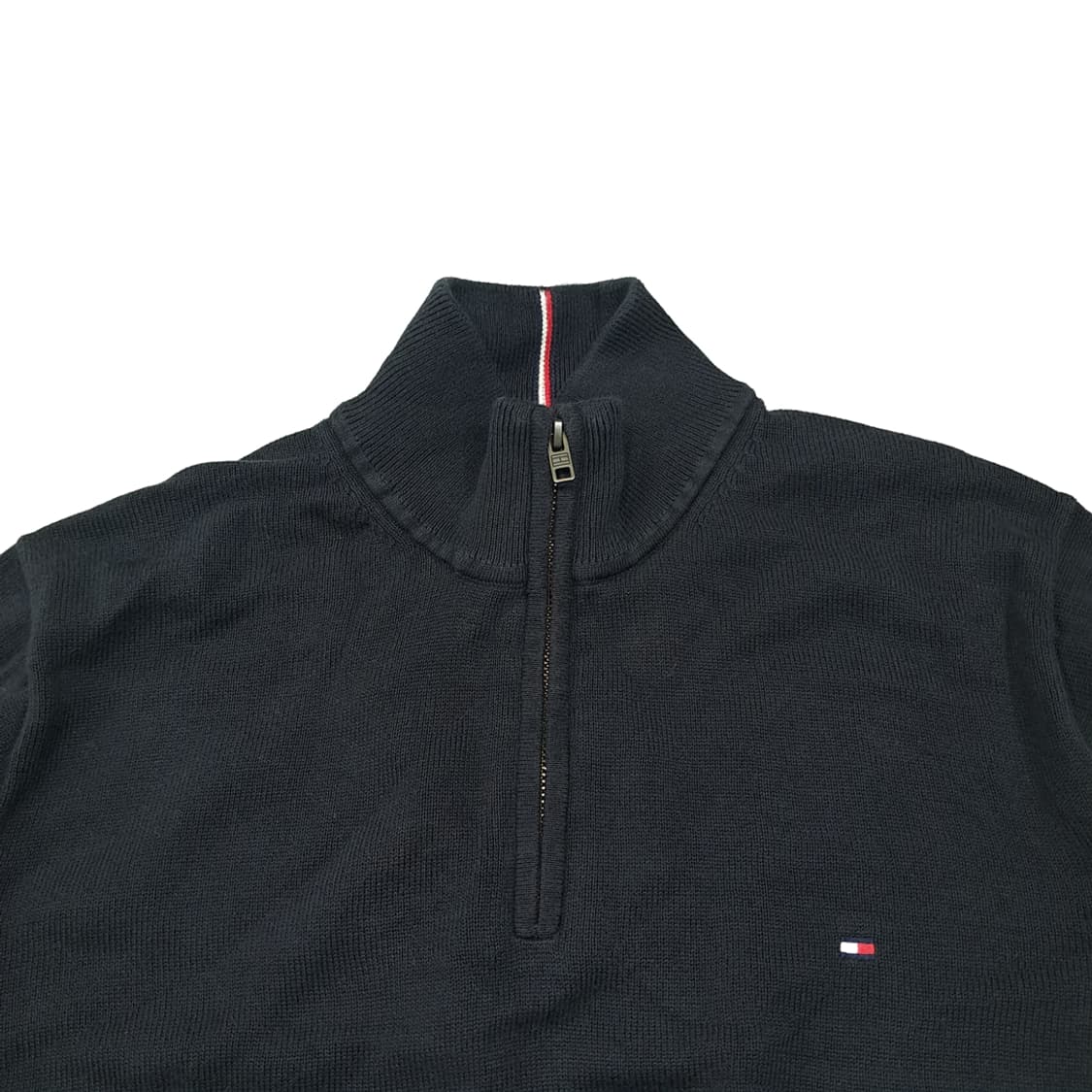 CL782 L 타미힐피거 가죽풀러 블랙 하프집업 니트 스웨터 상품이미지2