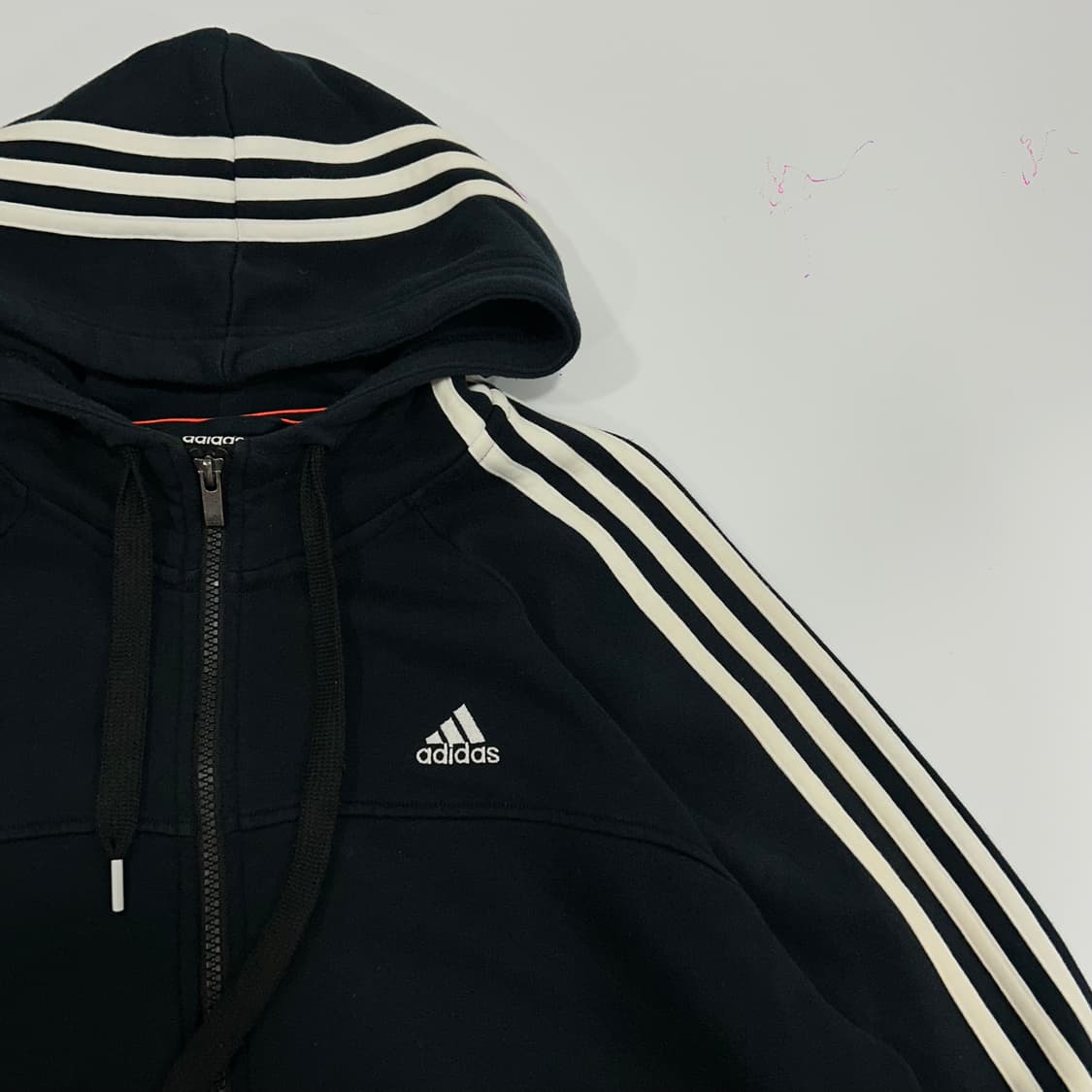 Adidas 아디다스 후드 삼선 포인트 블랙 집업 상품이미지4