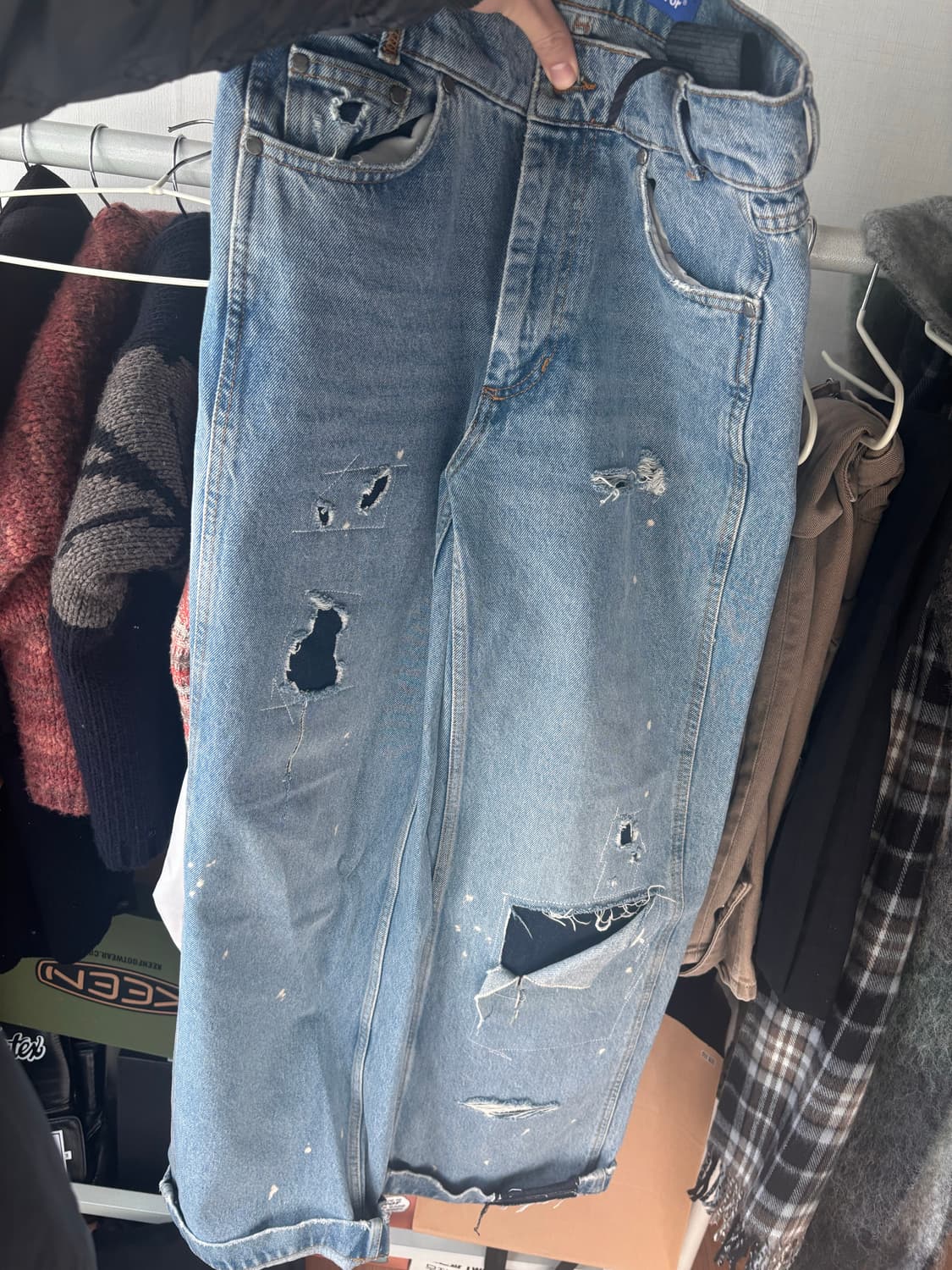 자라 아더에러 패치워크 진 블루 36 상품이미지3