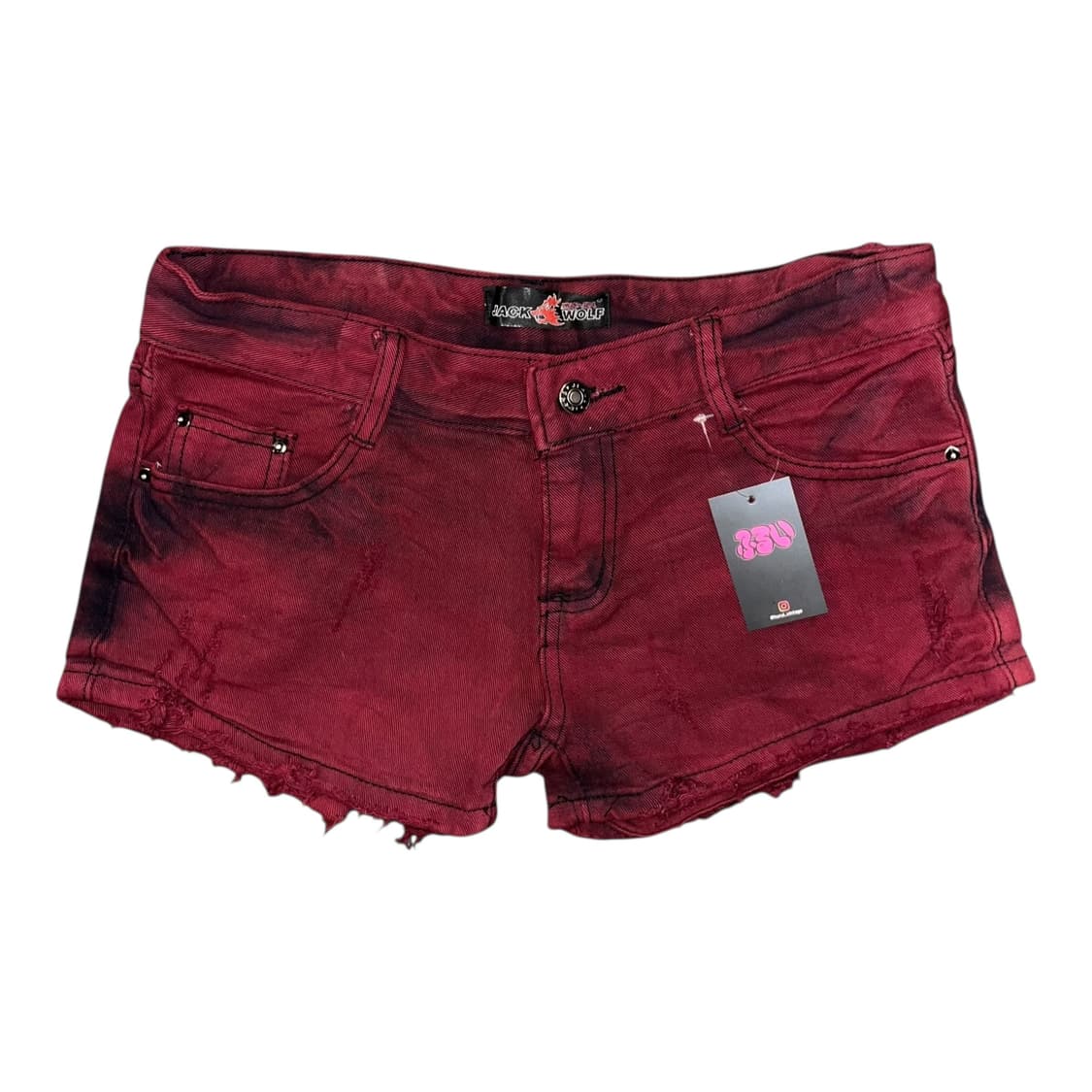 데미지 포인트 레드데님숏팬츠 갸루y2k펑크 상품이미지1