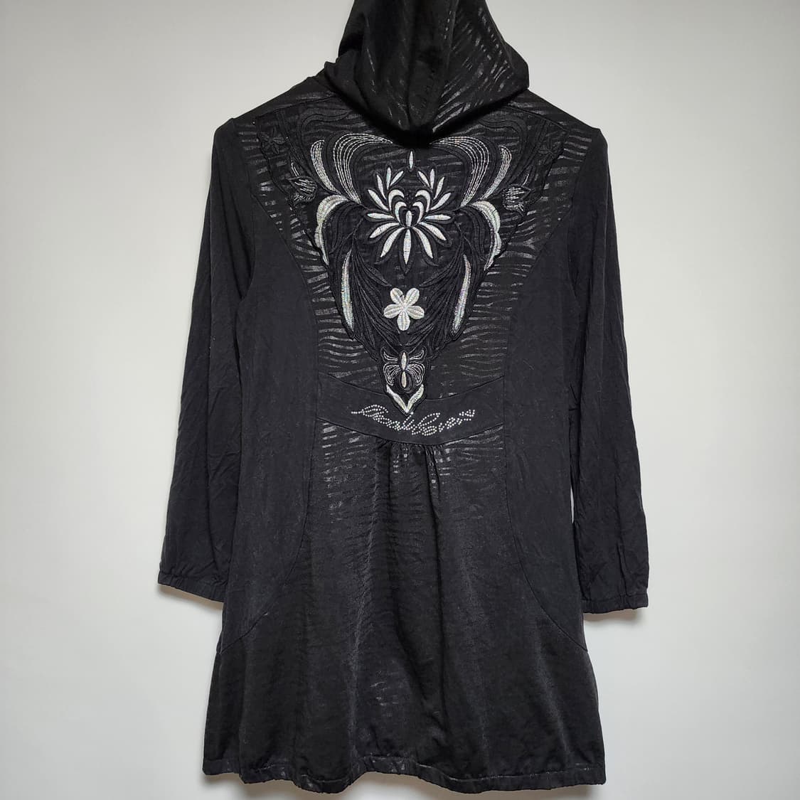 Y2k 고딕펑크 지뢰계 다크웨어 롱 후드 슬리브 상품이미지1