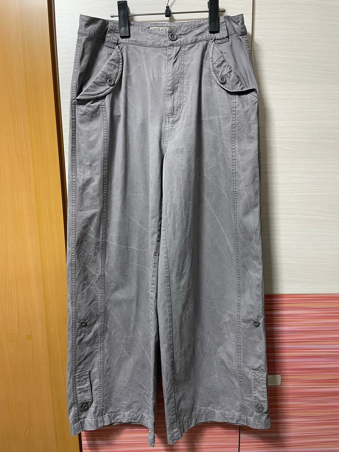 코이세이오 워시드 버튼 탭 팬츠 그레이 2사이즈 상품이미지3