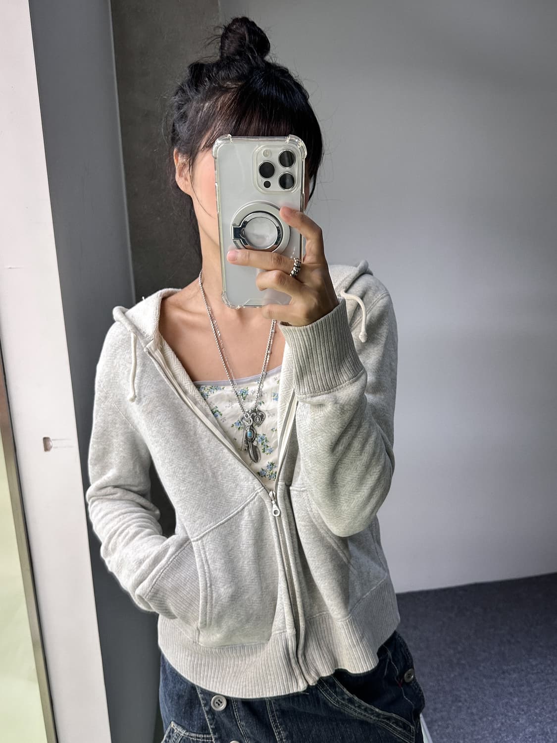 herringbone gray zip hoody 상품이미지5