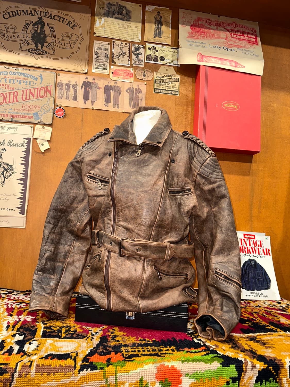 ( XL ) 라이더자켓 바이커자켓 가죽자켓 빈티지가죽 봄버자켓 상품이미지1