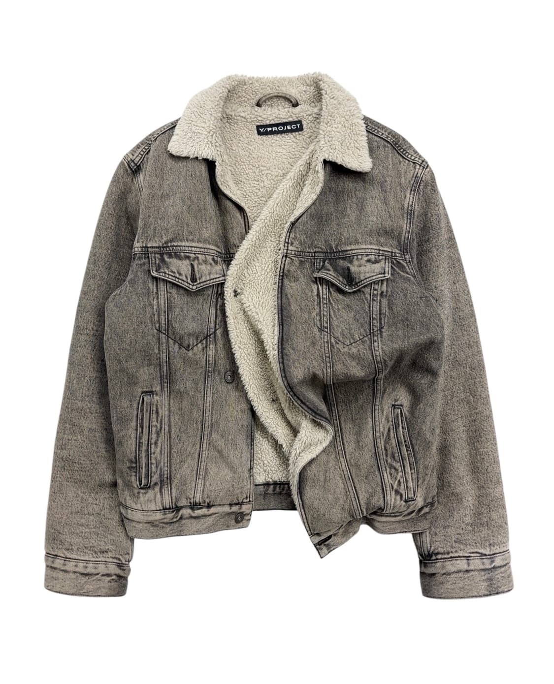 와이프로젝트 비대칭 시어링 데님 자켓 상품이미지1