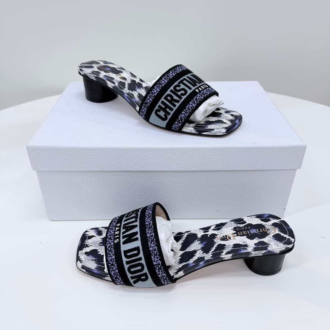 [미사용/235] 디올 디웨이 오블리크 뮬 샌들 힐 슬리퍼 파스텔 퍼플 상품이미지2