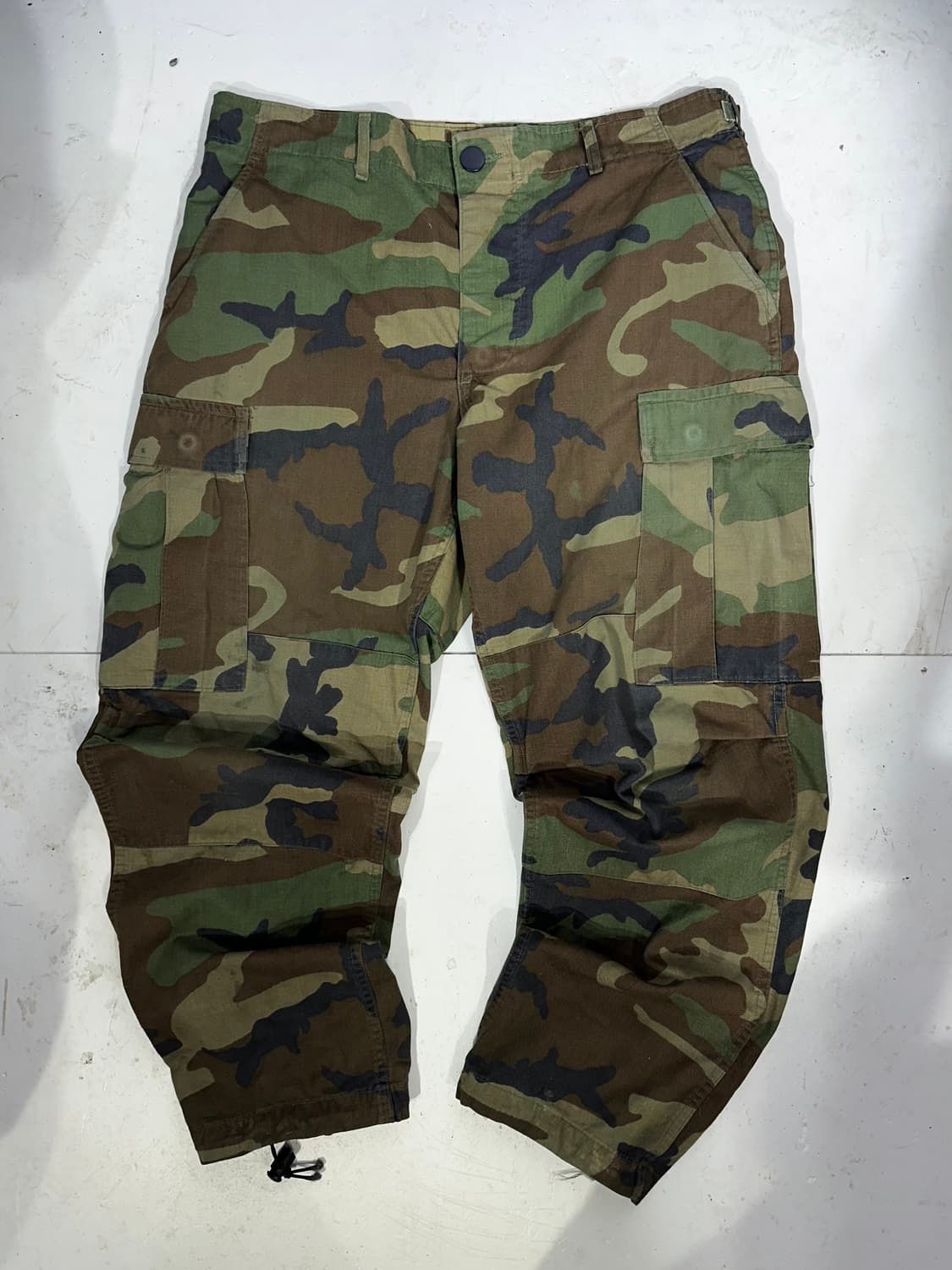 빈티지 카키 미군 밀리터리 카모 탄창 주머니 와이드 카고 바지   상품이미지4
