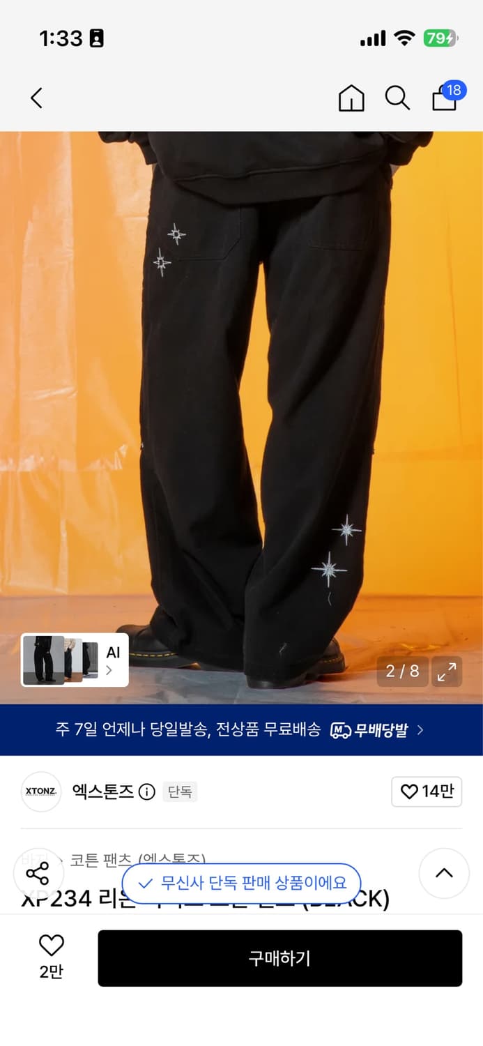 M) 엑스톤즈 XP234 리온 와이드팬츠 상품이미지4