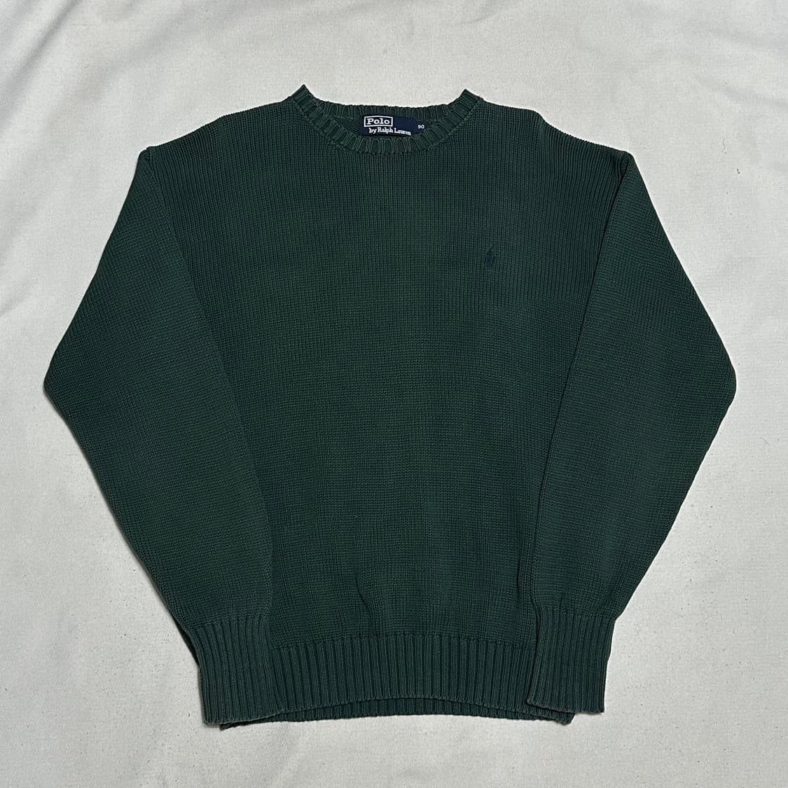 90 폴로랄프로렌 코튼 라운드넥 딥그린 니트 상품이미지2
