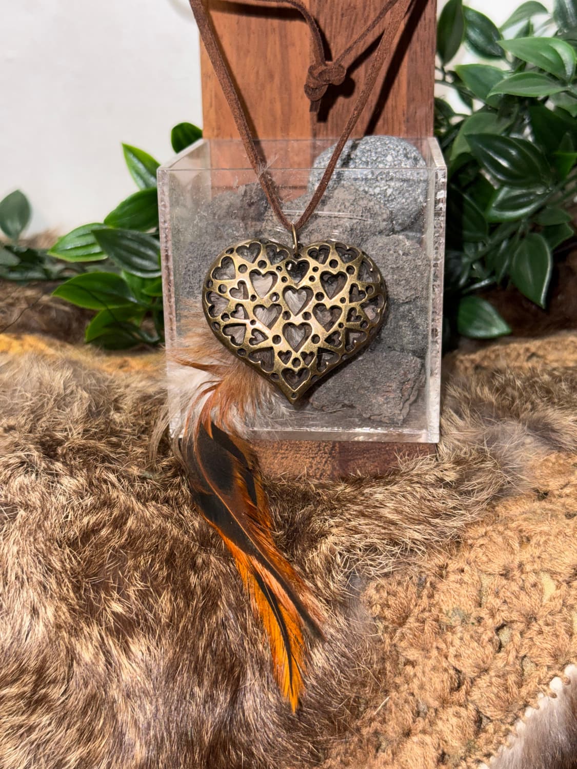 Bold heart pendant feather necklace  상품이미지2