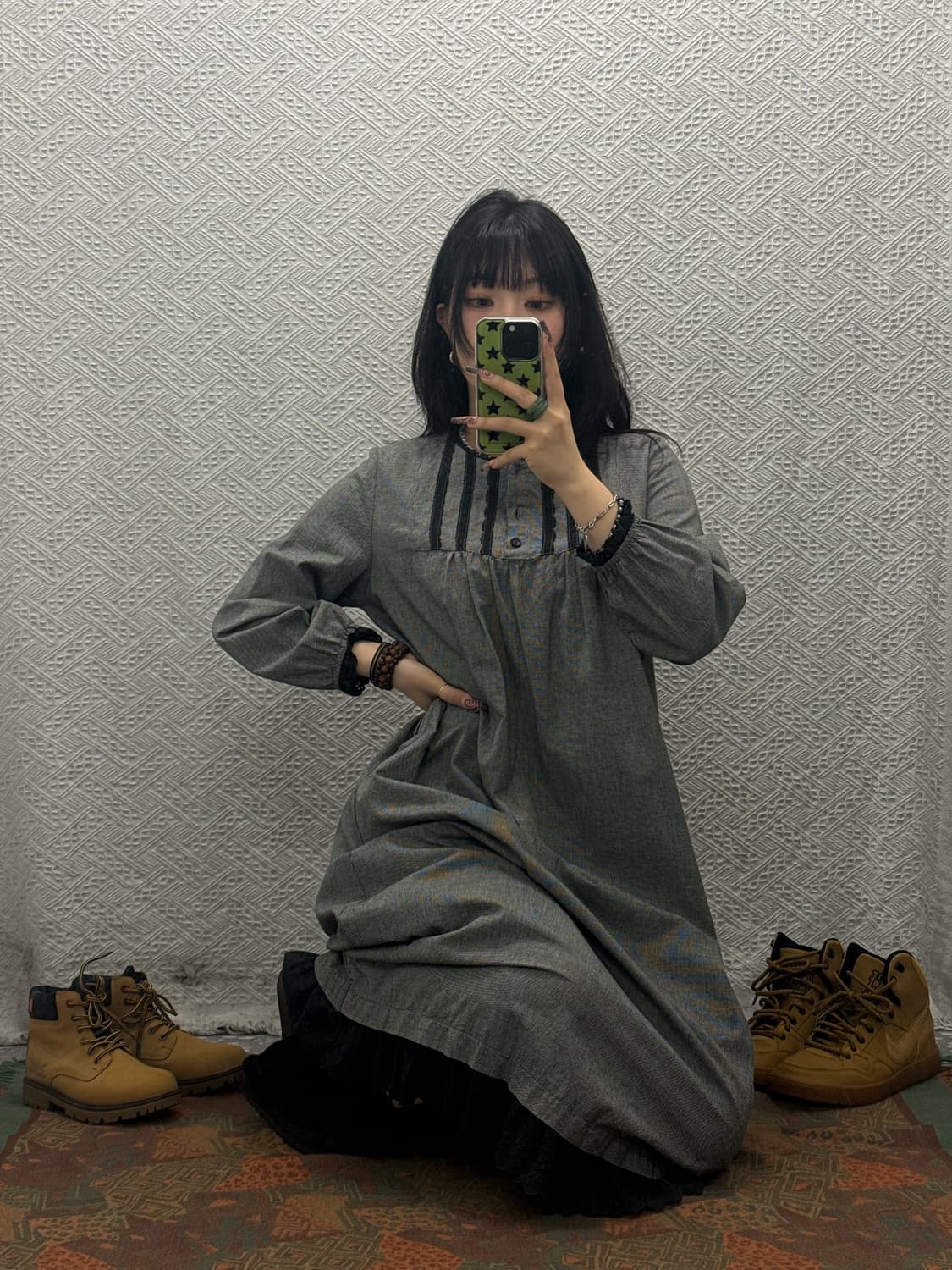 빈티지 모리 코지 하구미 베이비돌 버튼 롱원피스 K0247 상품이미지1