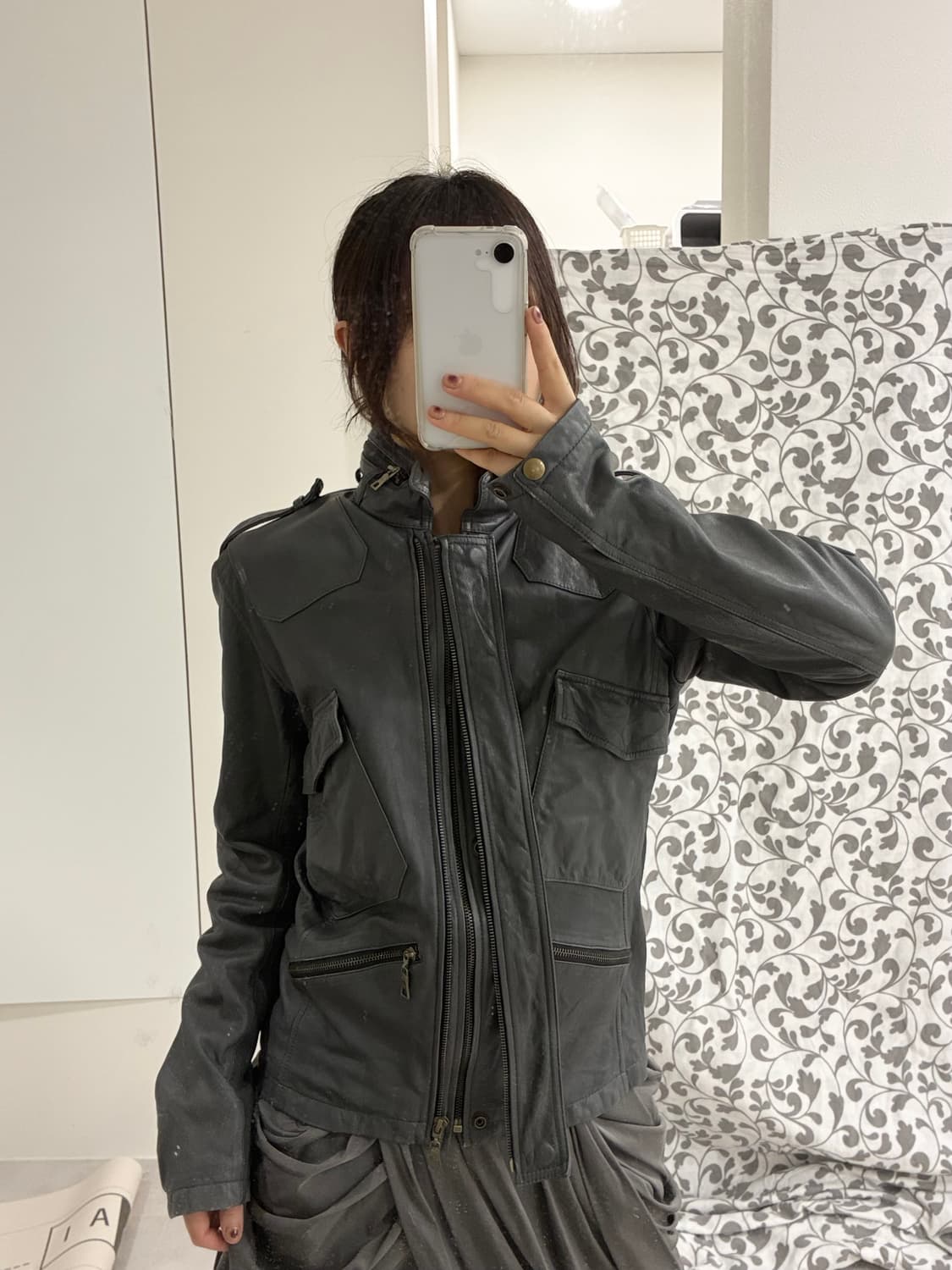 그레이 리얼 레더자켓 상품이미지10