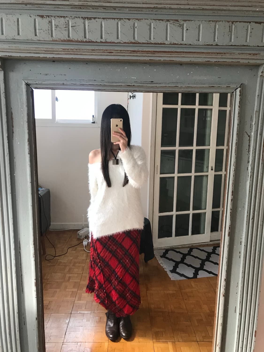 vintage checek skirt 상품이미지3
