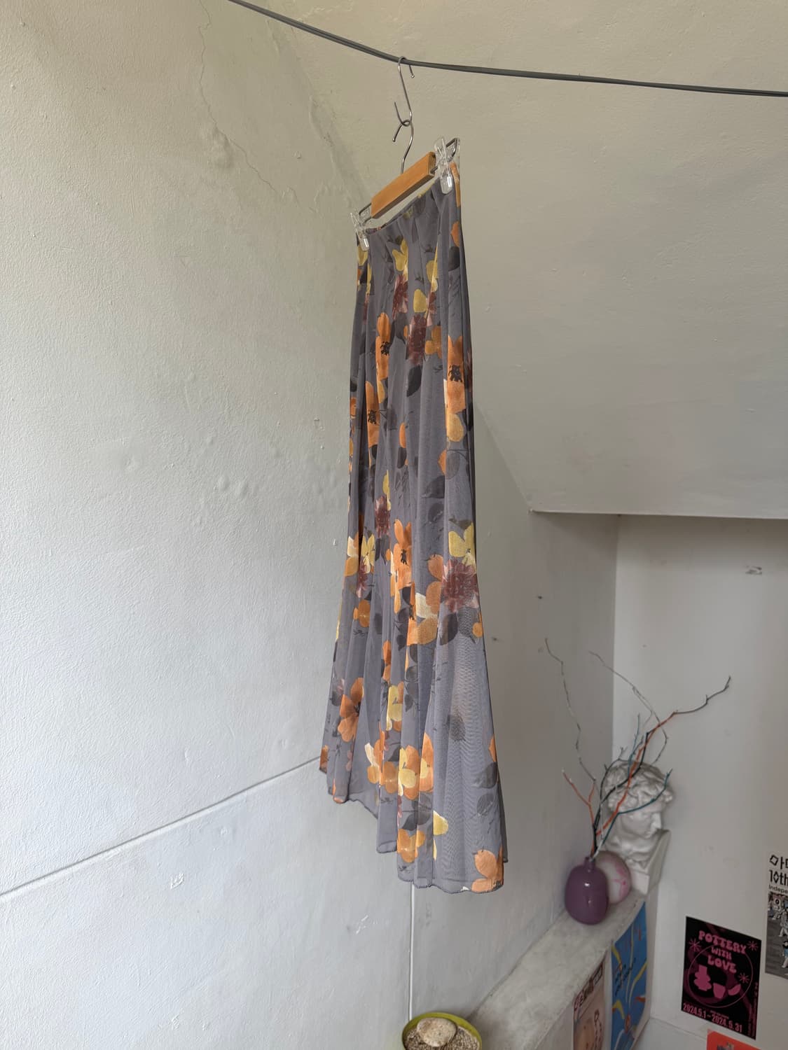 플라워 폴리 네트 롱스커트 상품이미지5