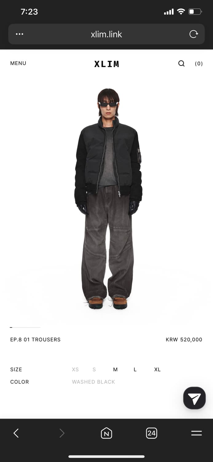 [XL] 엑슬림 ep.8 01 트라우저 워시드블랙 상품이미지1