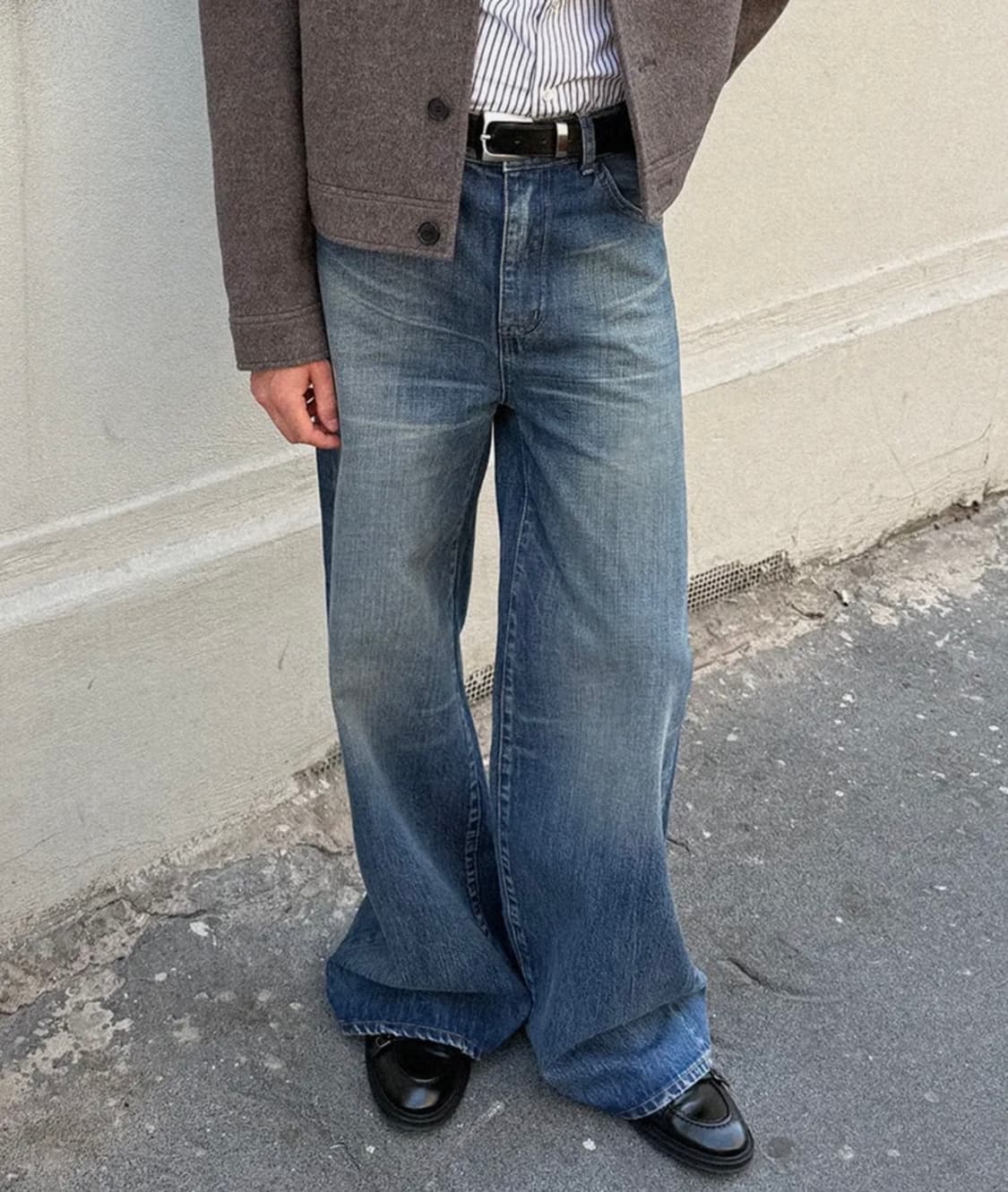 엘무드 크루져 와이드 플레어 데님 스모킹블루 [48] 상품이미지1