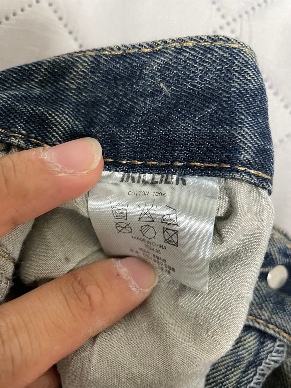 트릴리온 스타 아플리케 데미지 워싱 데님 쇼츠 상품이미지3