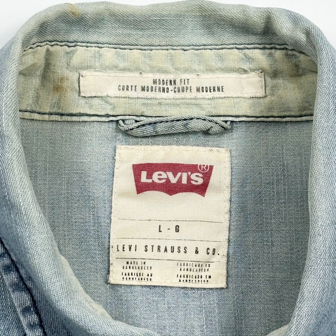 리바이스 오리지널 포켓 연청 데님 셔츠 (L) 상품이미지5