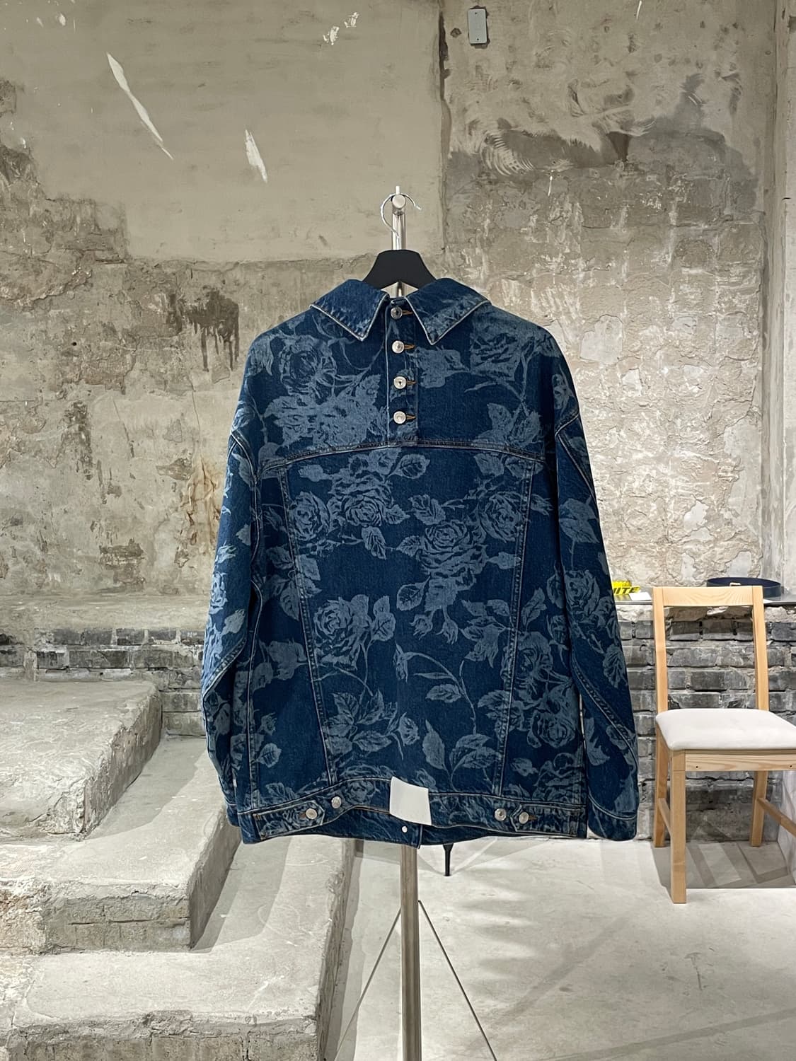 msgm 플로랄 백 하프 버튼 데님 자켓 상품이미지6