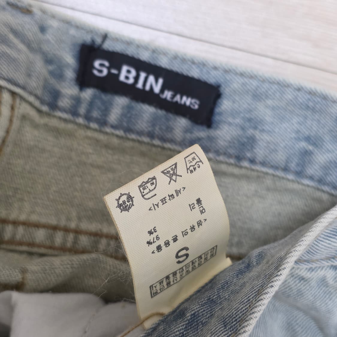 빈티지 라이트 블루 워싱 데님 버뮤다 카고 쇼츠 팬츠 상품이미지2