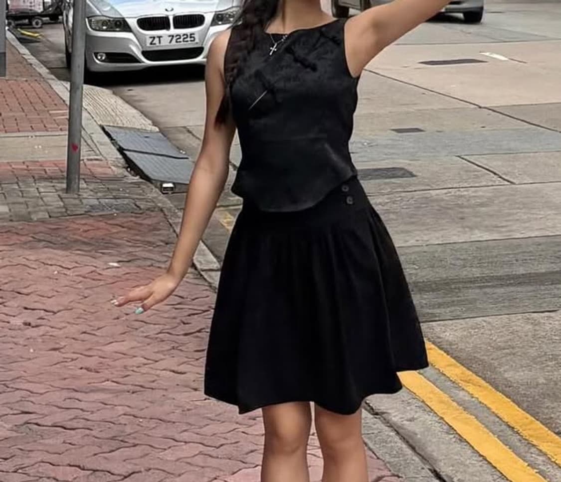 Kashiko 카시코 리본 패널드 슬리브리스 블랙 상품이미지4