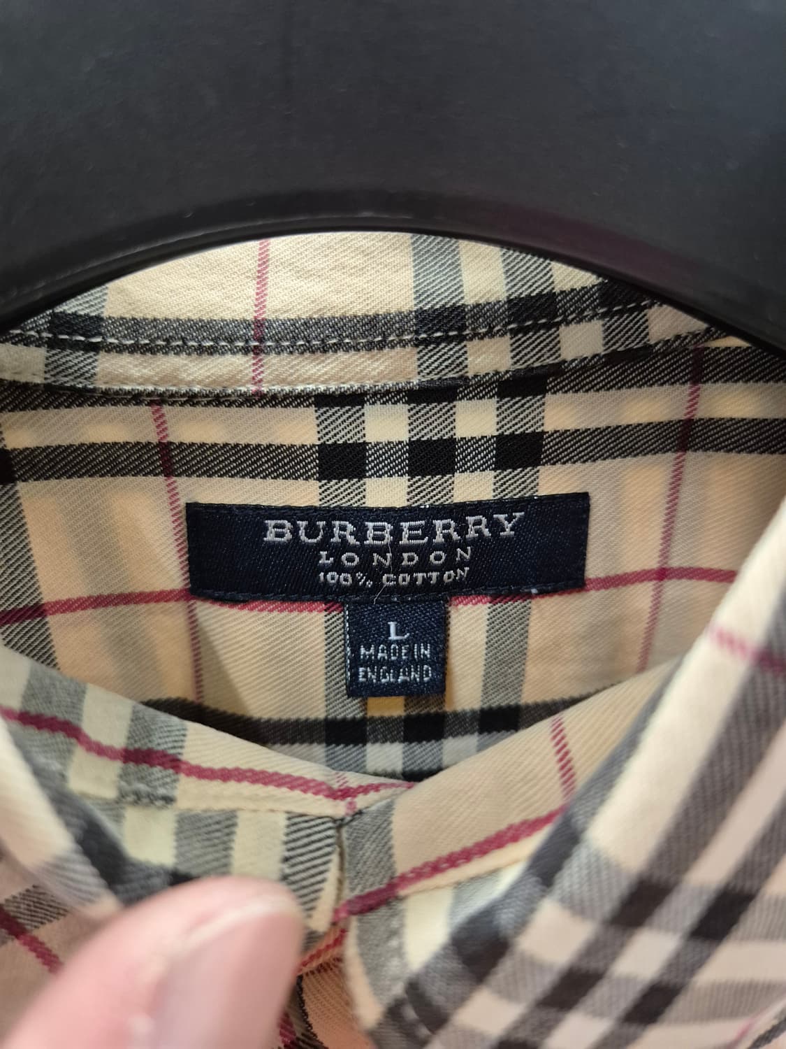 버버리 베이지&블랙 체크패턴 셔츠L 상품이미지4