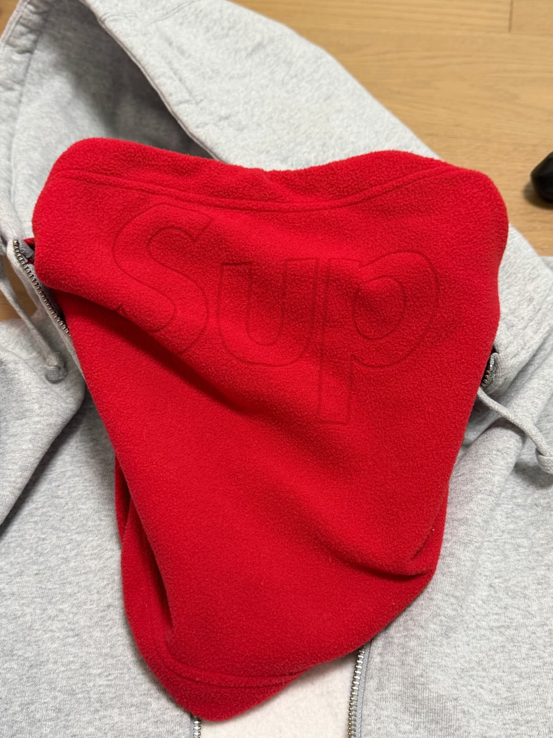 슈프림 더블 후드 페이스마스크 집업 후드 스웨트셔츠 헤더 그레이 - 22 상품이미지3