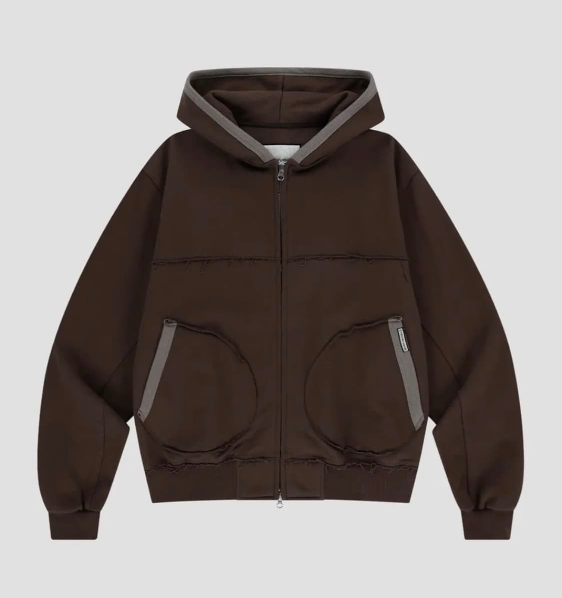 더바이닐하우스 컷 오프 후드집업 브라운 M 상품이미지1