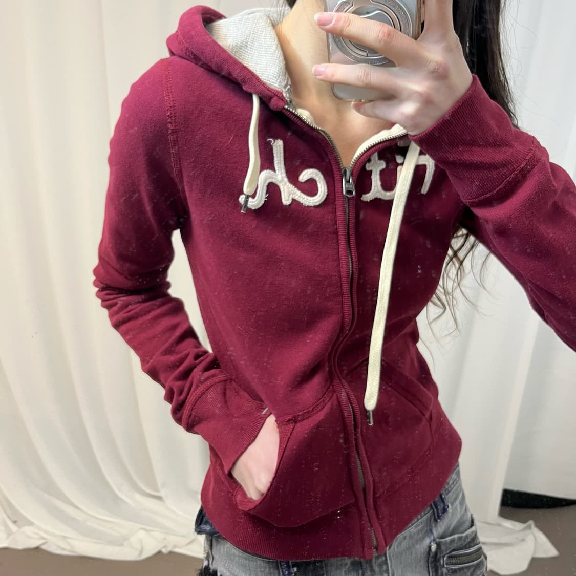 Abercrombie Burgundy Zip Hoodie 상품이미지3