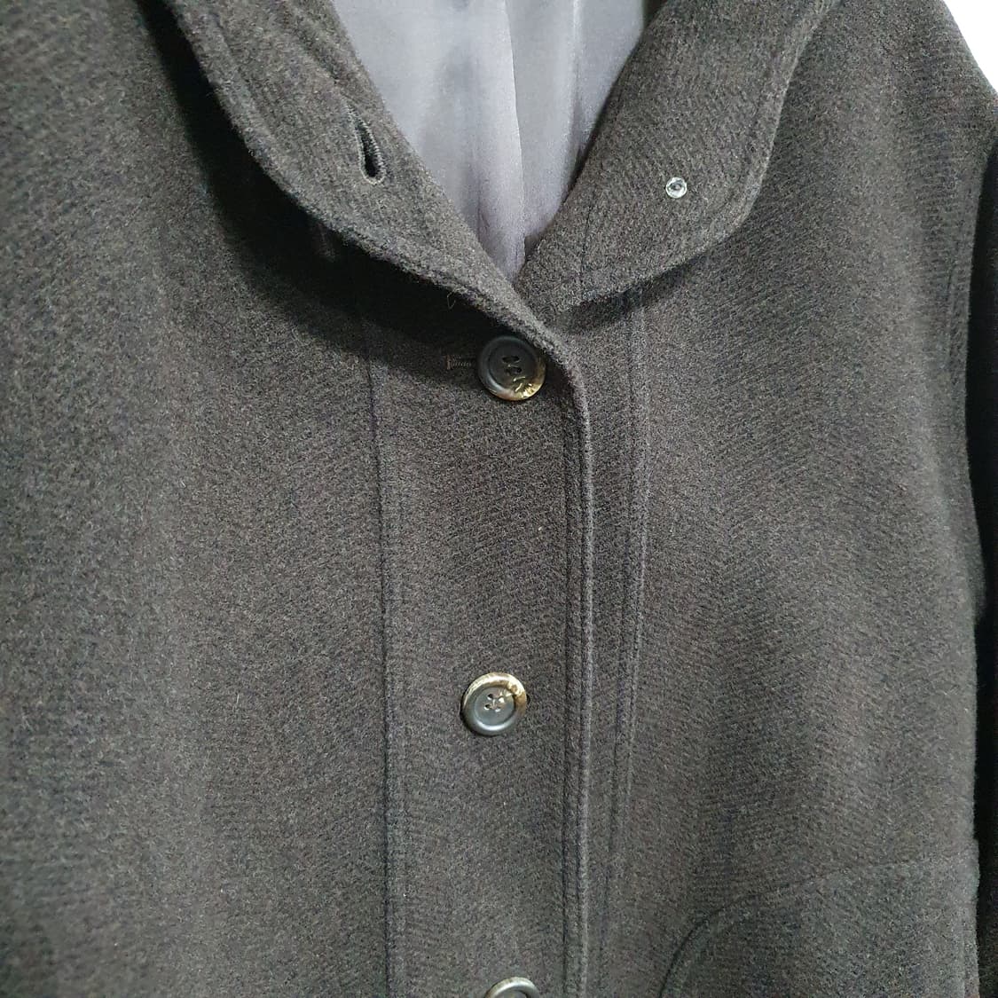 빈티지 일제 브라운 모 100% 롱 후드 코트 상품이미지4