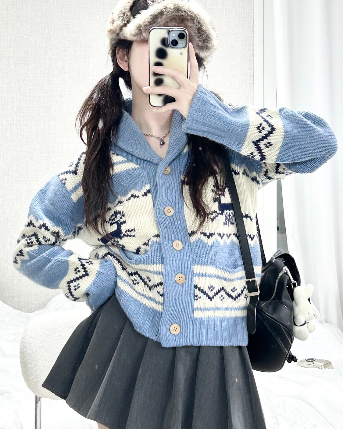 빈티지 노르딕 소라 헤비울 가디건 상품이미지1