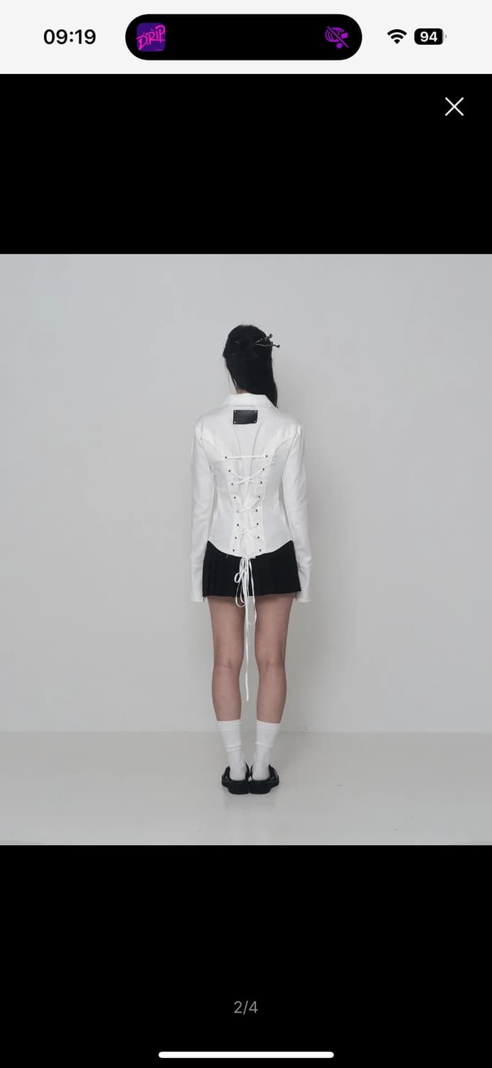 에트오소메 데미지 아일렛 코르셋 자켓 화이트 상품이미지2