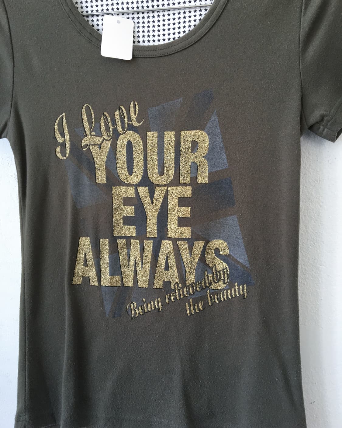 Lettering printing khaki t shirt 상품이미지3