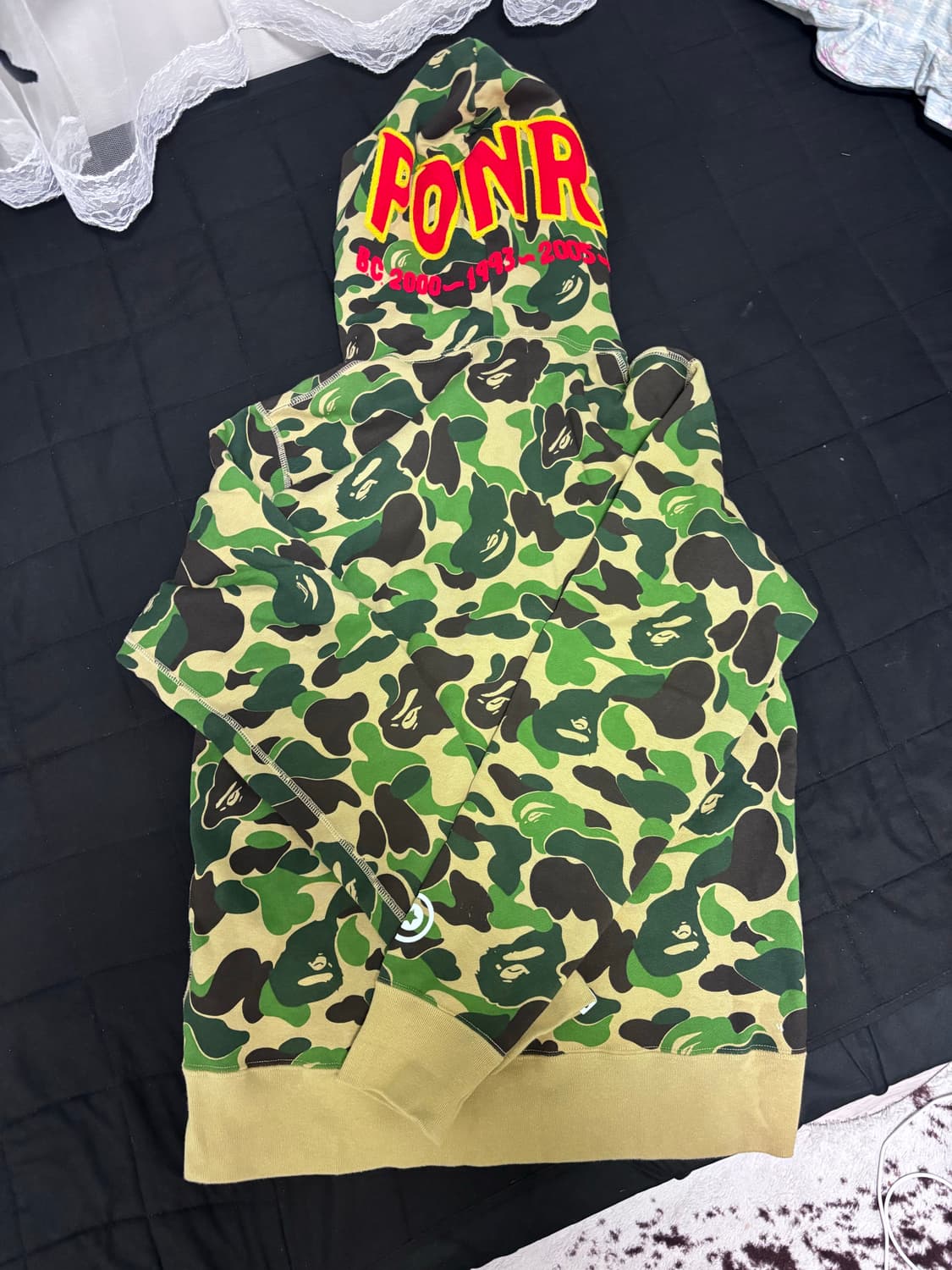 베이프 PONR ABC 카모 샤크 풀 집 후드집업 아미 그린 녹계 L 상품이미지5