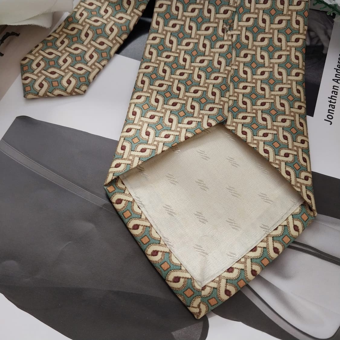 안젤로 빌로레세 실크 기하 패턴 넥타이 9.7cm A+~A등급 K1312 상품이미지7