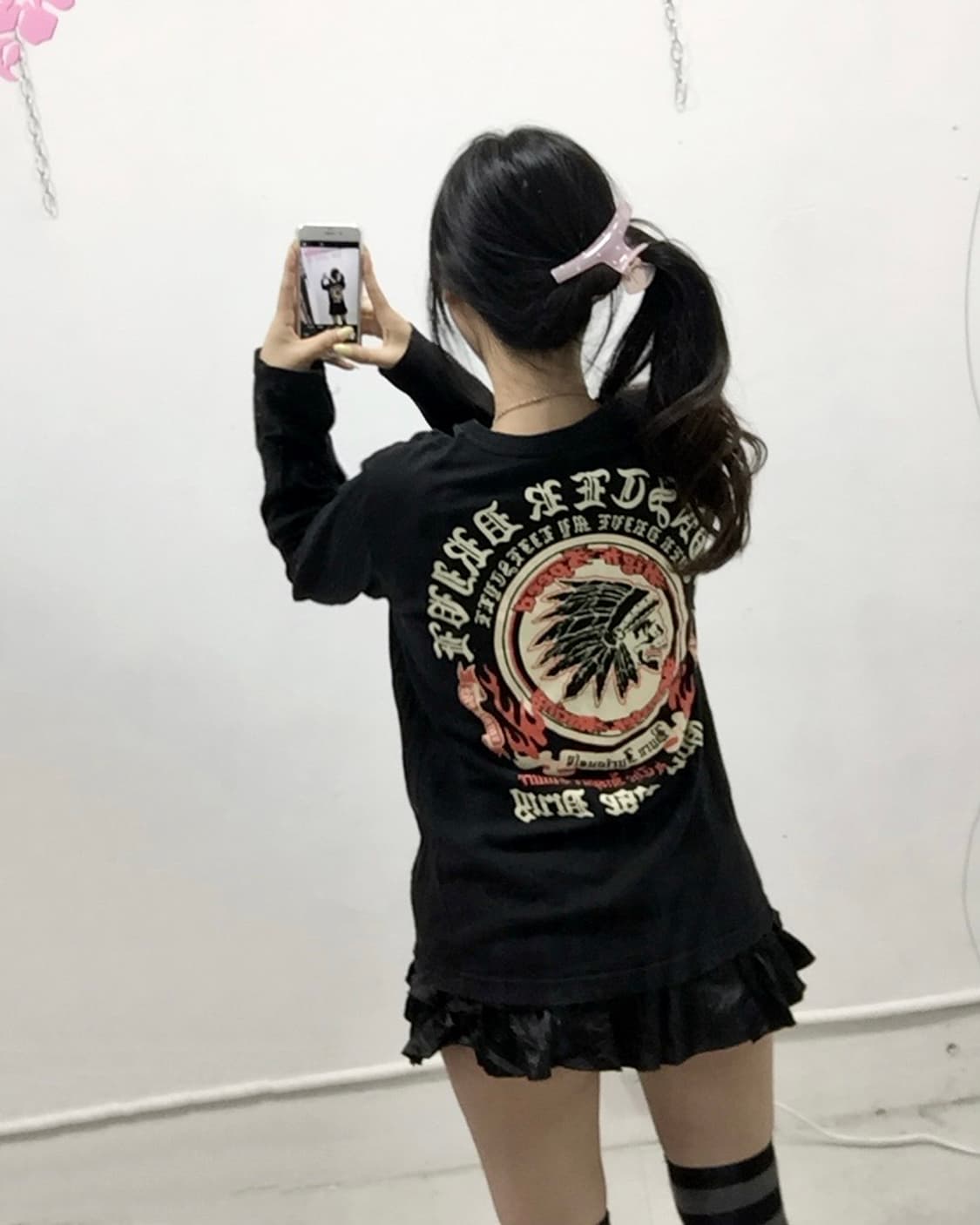 [SION] 펑크 인디언 y2k 고딕 레터링 롱슬리브 상품이미지1