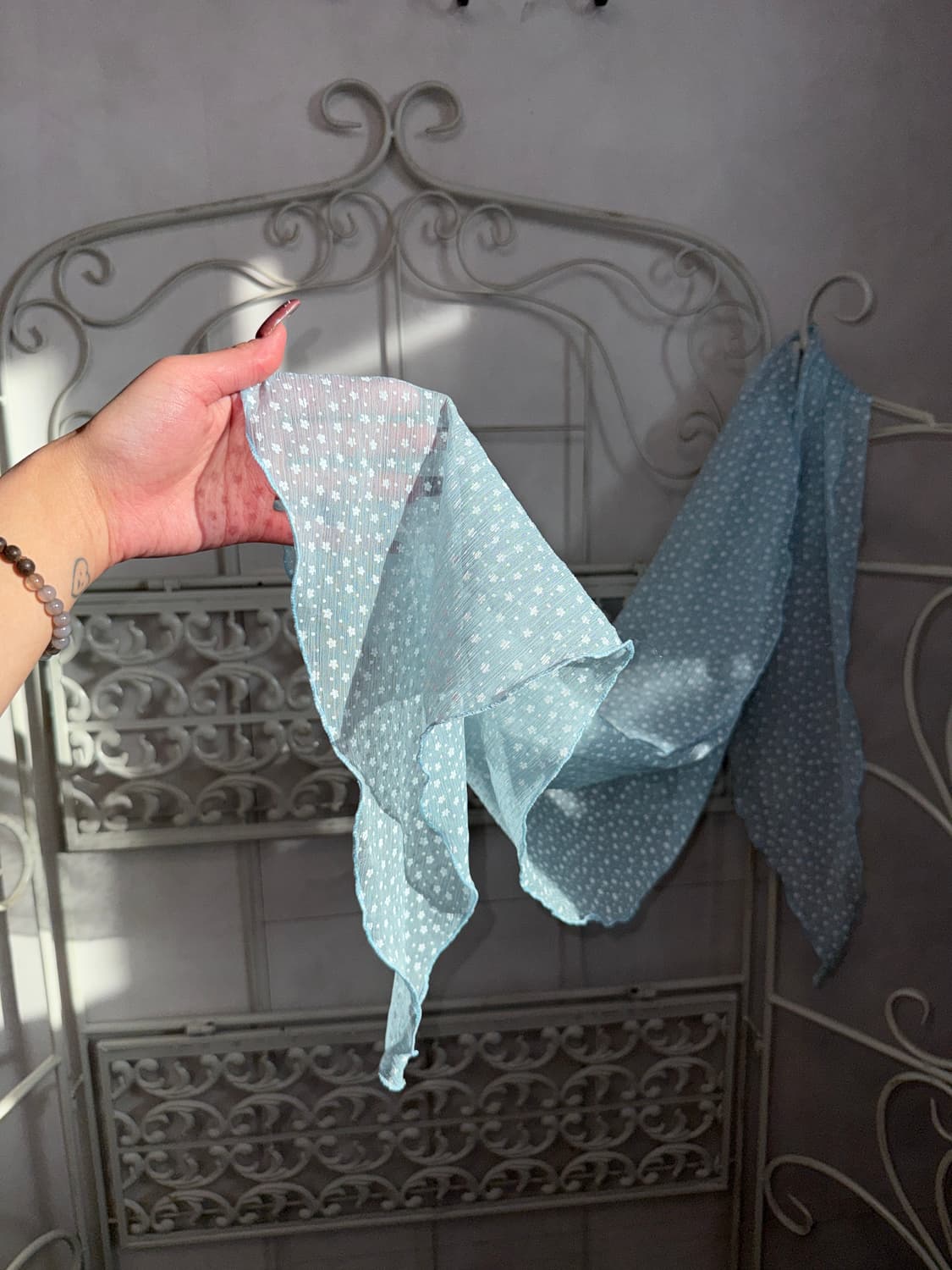 Mute sky blue mini floral scarf 상품이미지4