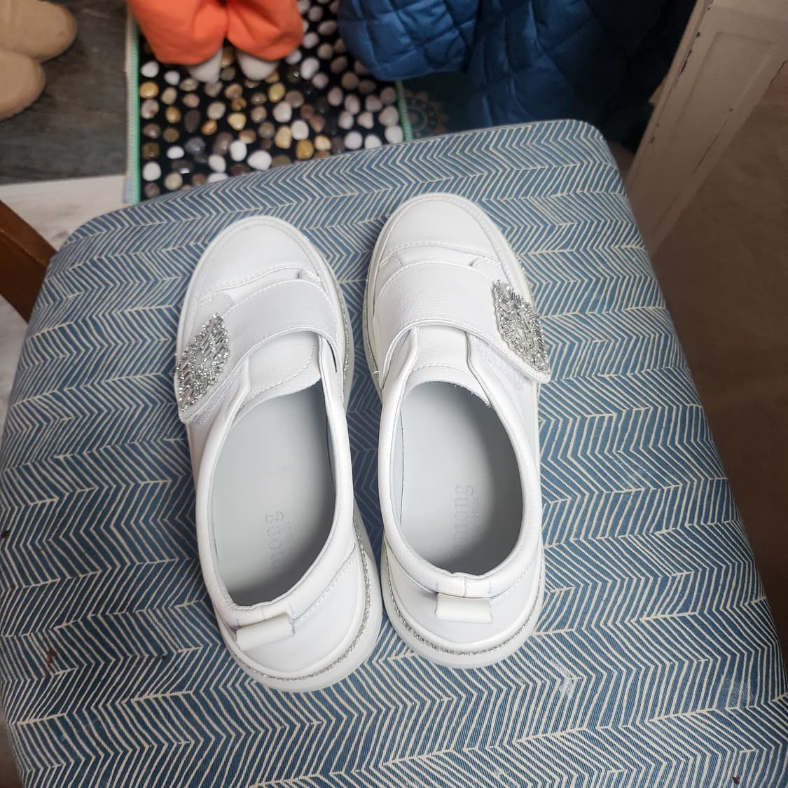 자몽 여성 화이트 큐빅 슬립온 240mm 상품이미지2