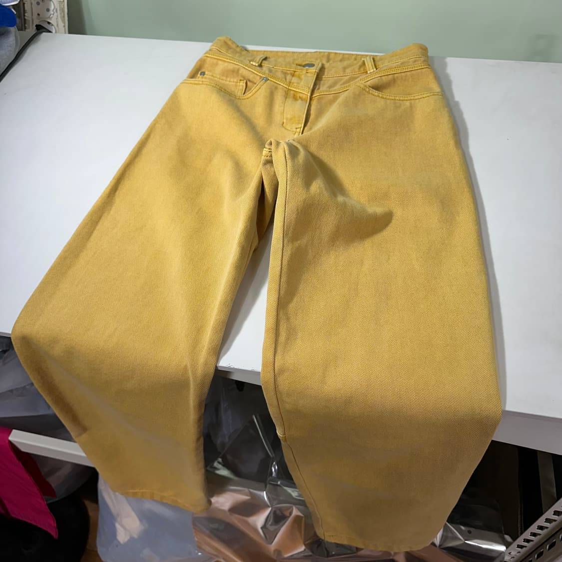M 시스템 빈티지 머스타드워시드 보이핏 데님팬츠 상품이미지4