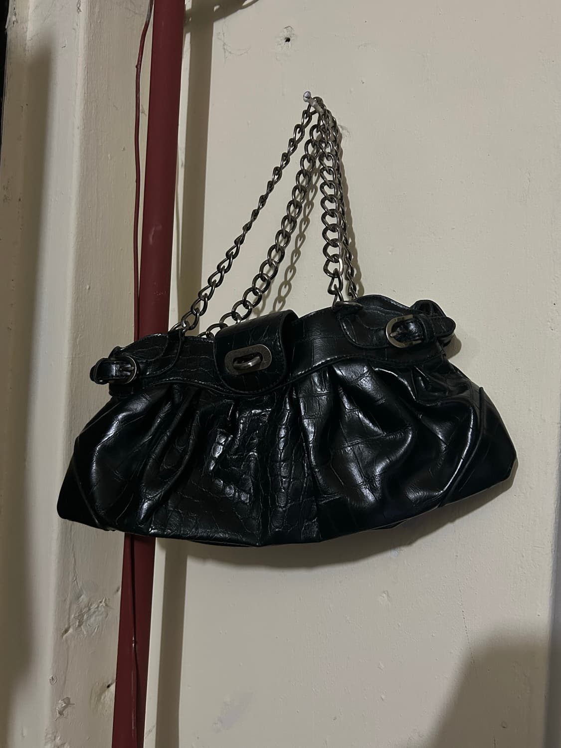 Jpn 2000s y2k 블랙 레더 체인 숄더백  상품이미지2